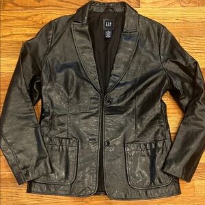 GAP Vintage black 100% leather blazer